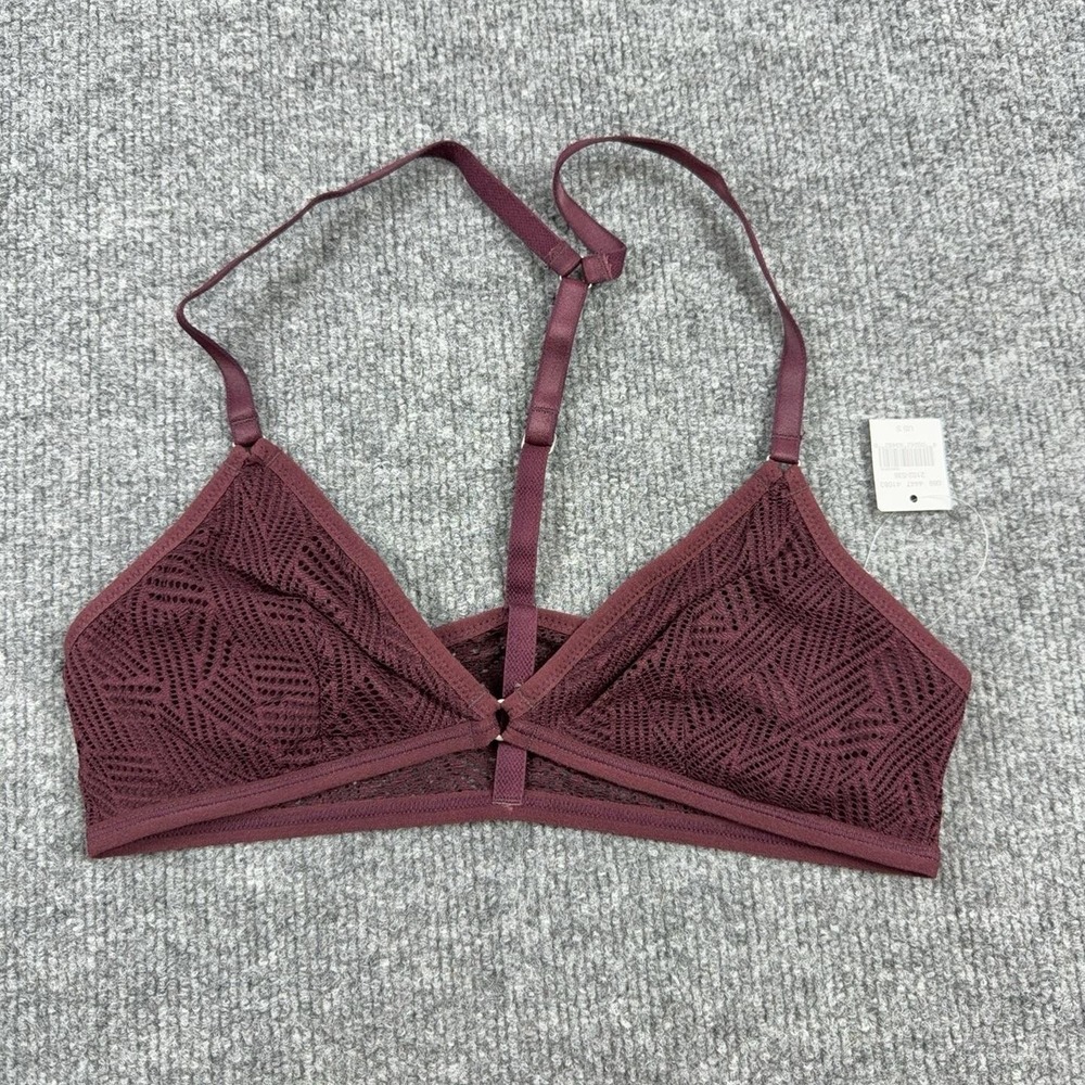 Aerie Bralette Womens Small Purple Lace Racerback Wireless Pullover Stretch